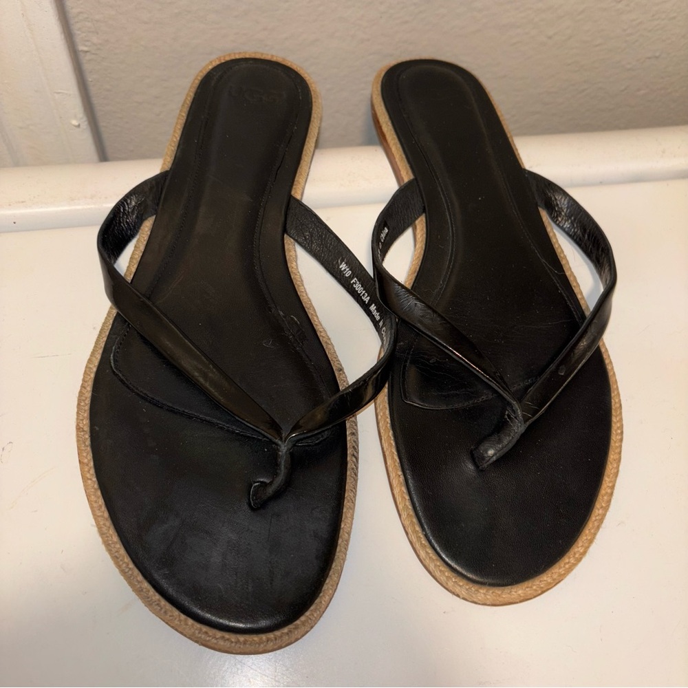 UGG Black Leather Sandals